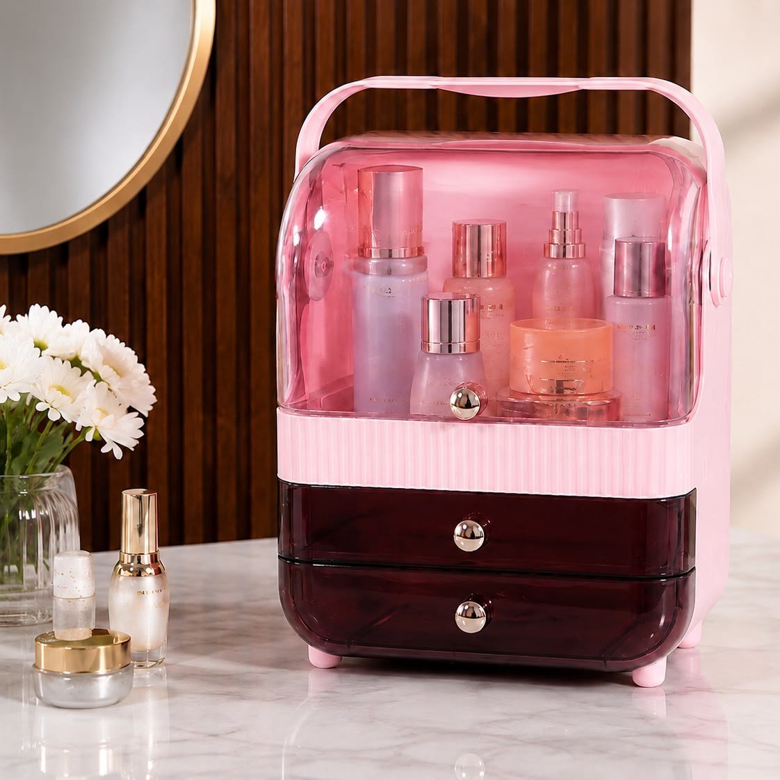 3-Tier Portable Dustproof Makeup & Skincare Organization